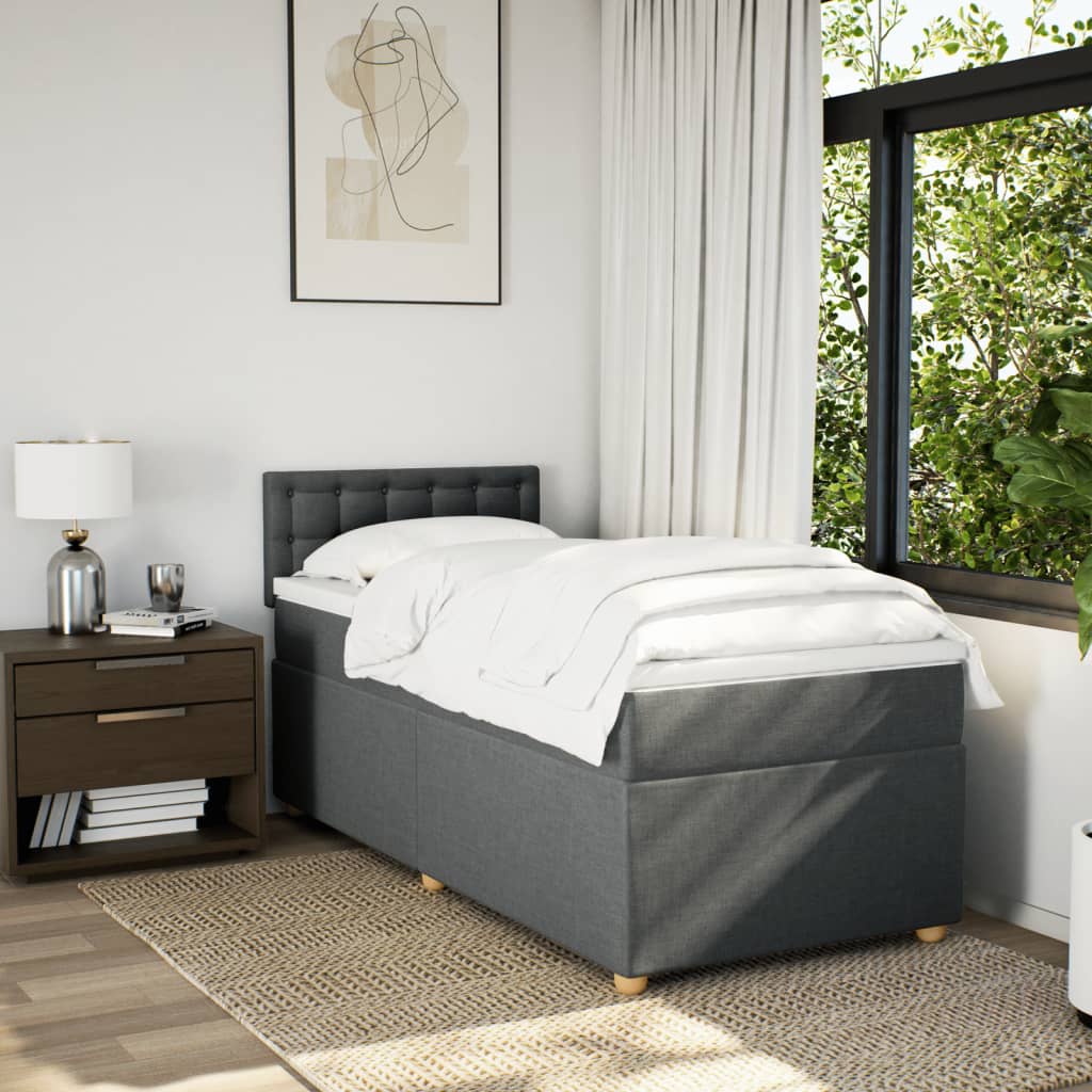 Box Spring Postel S Matrací Textil Tmavě Šedá