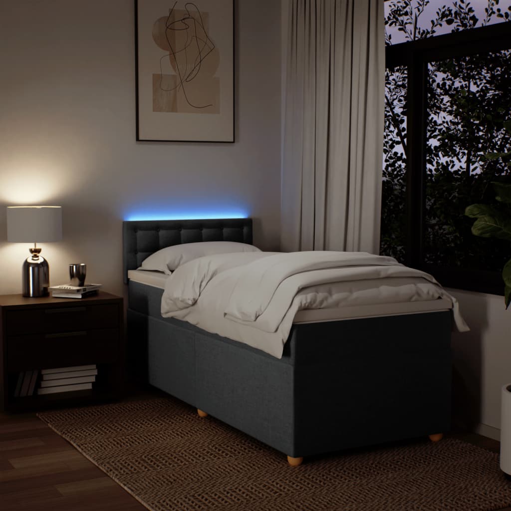 Box Spring Postel S Matrací Textil Tmavě Šedá