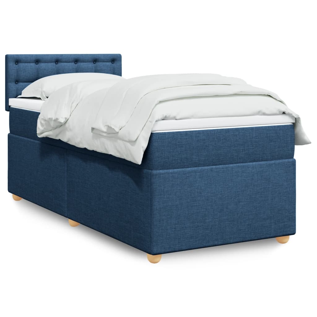 Box Spring Postel S Matrací Textil Modrá