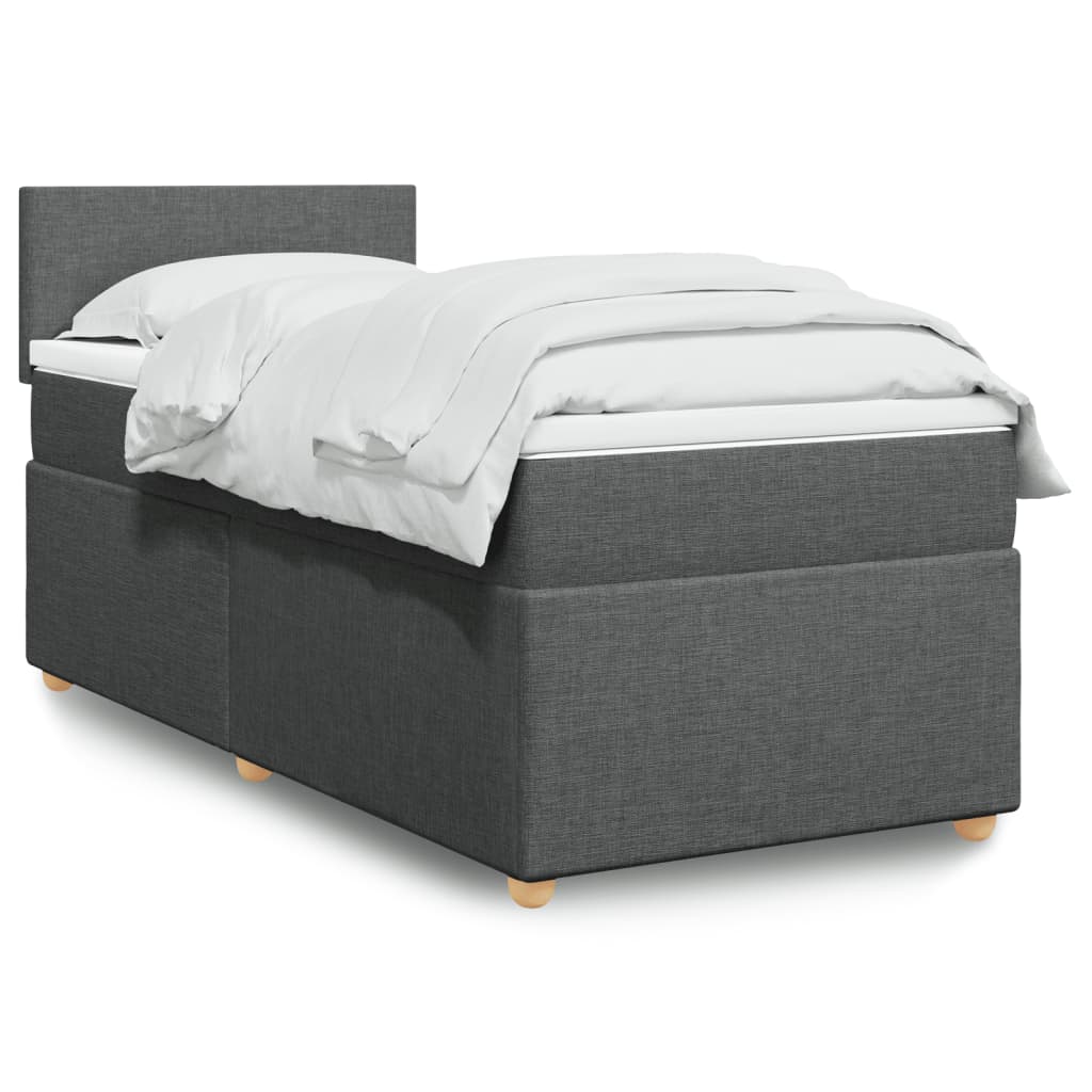 Box Spring Postel S Matrací Textil Tmavě Šedá