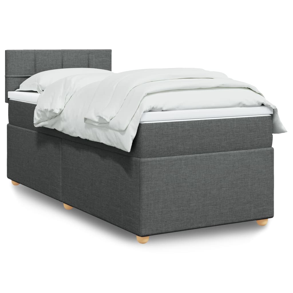 Box Spring Postel S Matrací Textil Tmavě Šedá