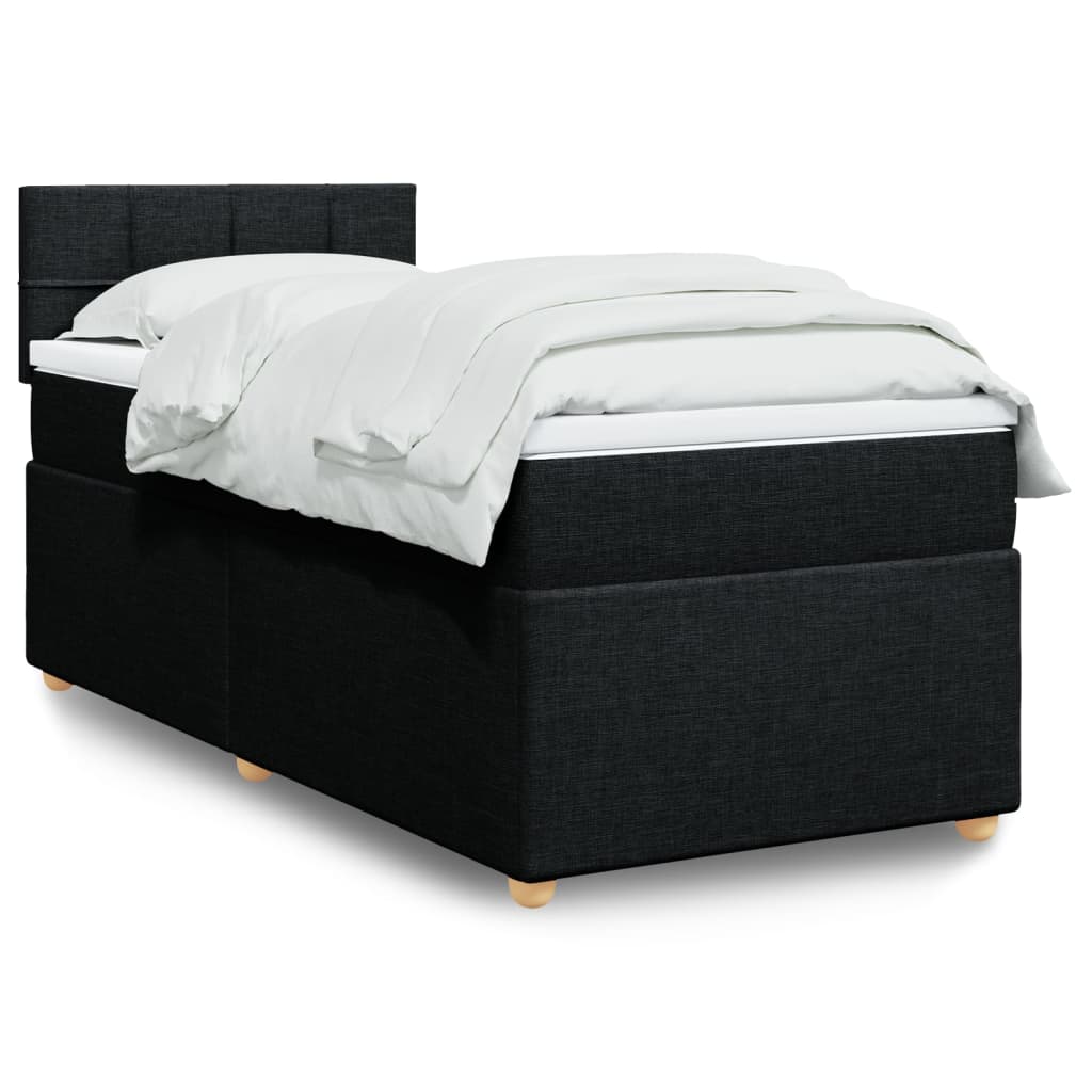 Box Spring Postel S Matrací Černá Textil Černá