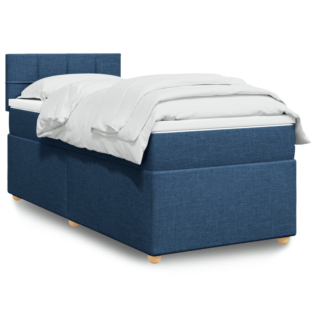 Box Spring Postel S Matrací Textil Modrá