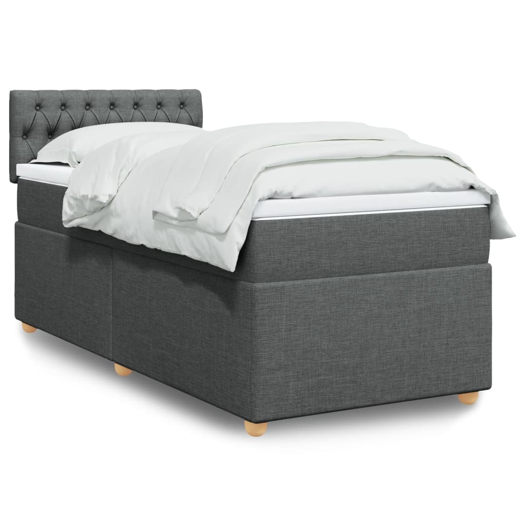 Box Spring Postel S Matrací Textil Tmavě Šedá