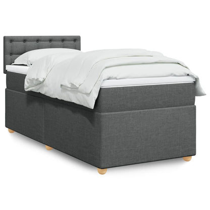Box Spring Postel S Matrací Textil Tmavě Šedá