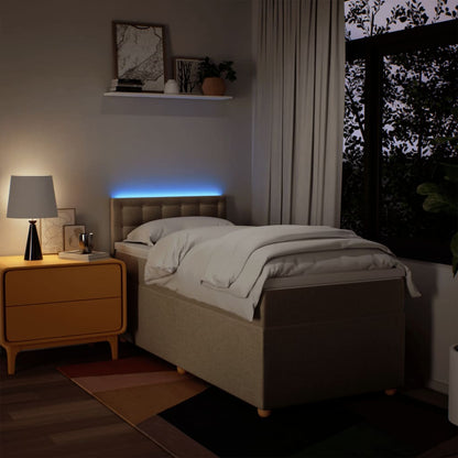 Box Spring Postel S Matrací Textil Krémová