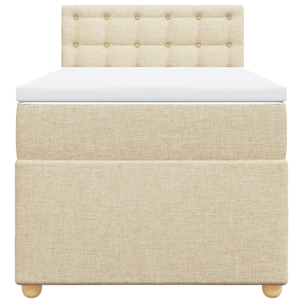 Box Spring Postel S Matrací Textil Krémová