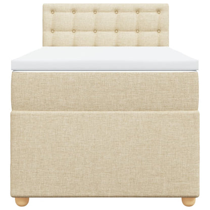 Box Spring Postel S Matrací Textil Krémová