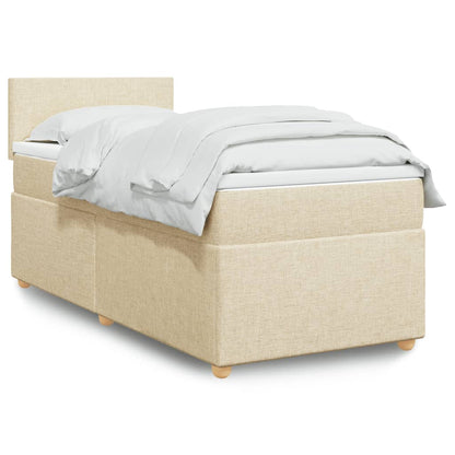 Box Spring Postel S Matrací Textil Krémová