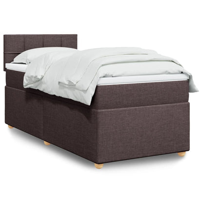 Box Spring Postel S Matrací Textil Tmavě Hnědá
