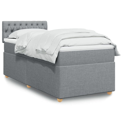 Box Spring Postel S Matrací Textil Světle Šedá