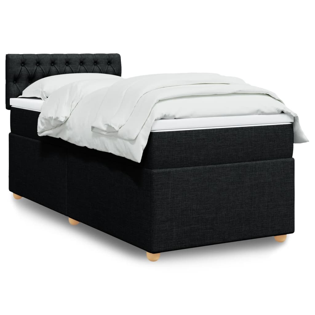 Box Spring Postel S Matrací Černá Textil Černá