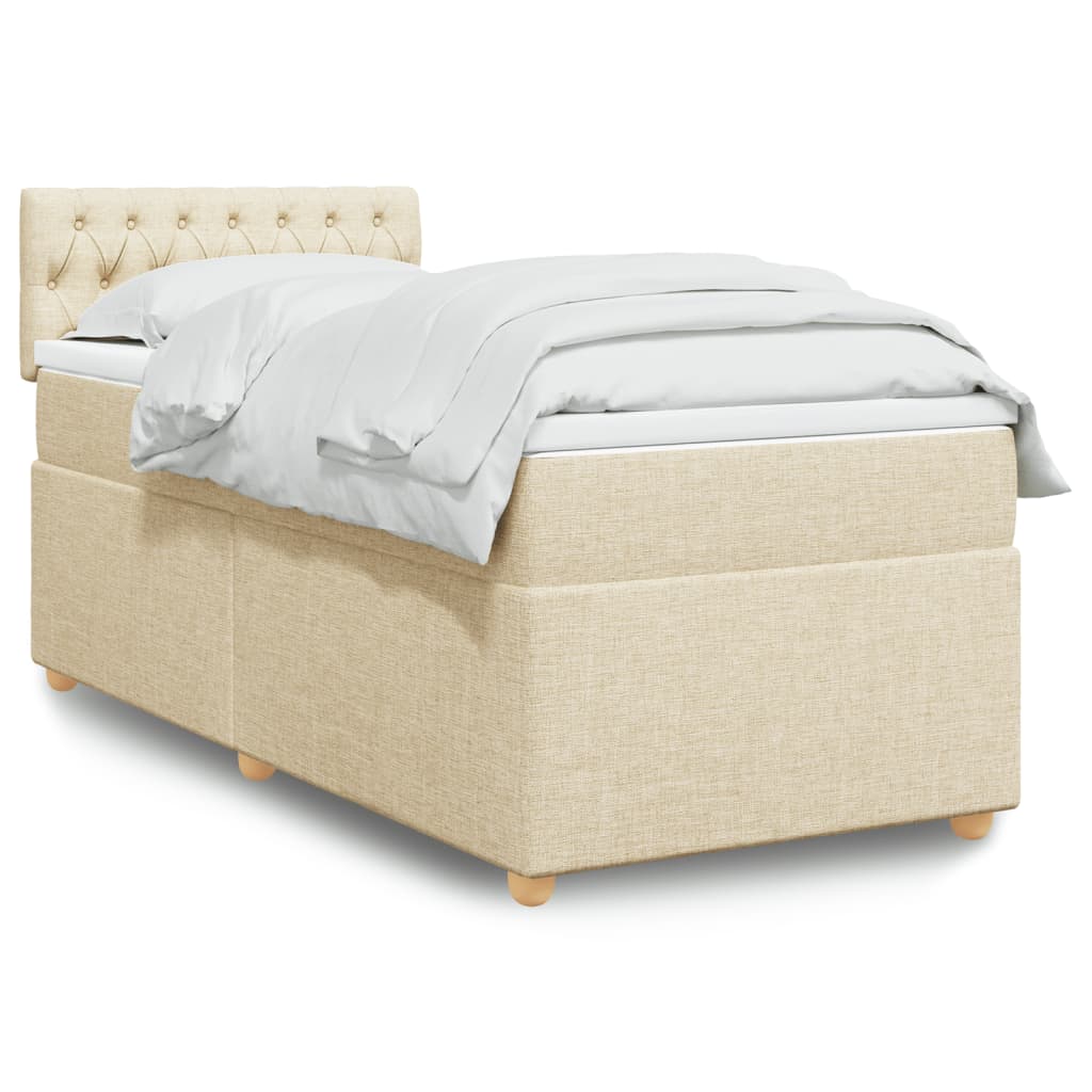 Box Spring Postel S Matrací Textil Krémová