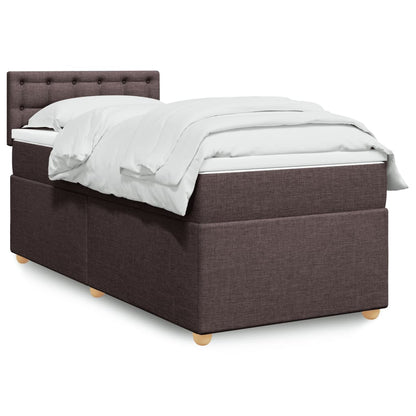 Box Spring Postel S Matrací Textil Tmavě Hnědá