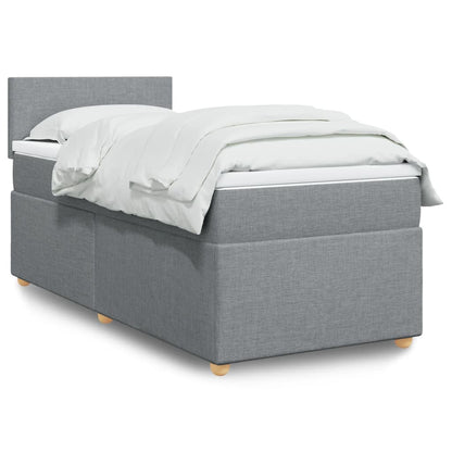 Box Spring Postel S Matrací Textil Světle Šedá