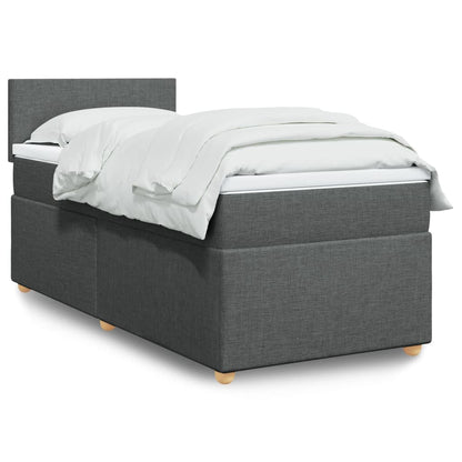 Box Spring Postel S Matrací Textil Tmavě Šedá
