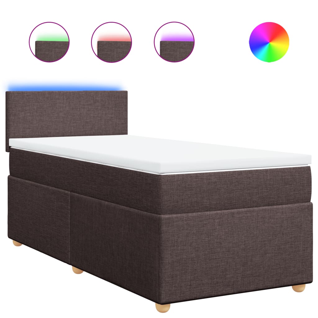 Box Spring Postel S Matrací Textil Tmavě Hnědá