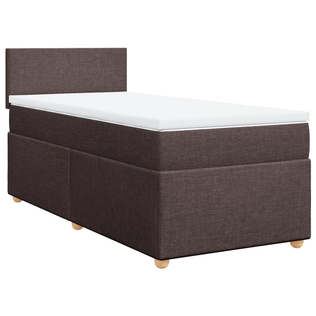 Box Spring Postel S Matrací Textil Tmavě Hnědá