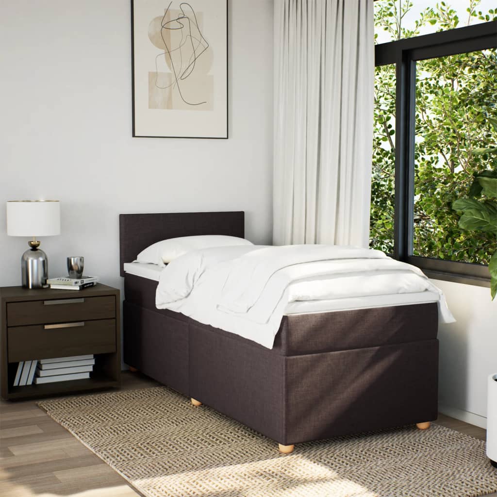 Box Spring Postel S Matrací Textil Tmavě Hnědá