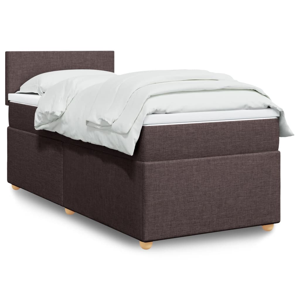 Box Spring Postel S Matrací Textil Tmavě Hnědá