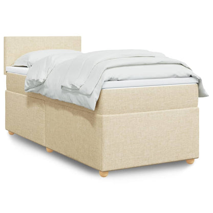 Box Spring Postel S Matrací Textil Krémová