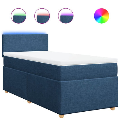 Box Spring Postel S Matrací Modrá 100 X 200 Cm Textil