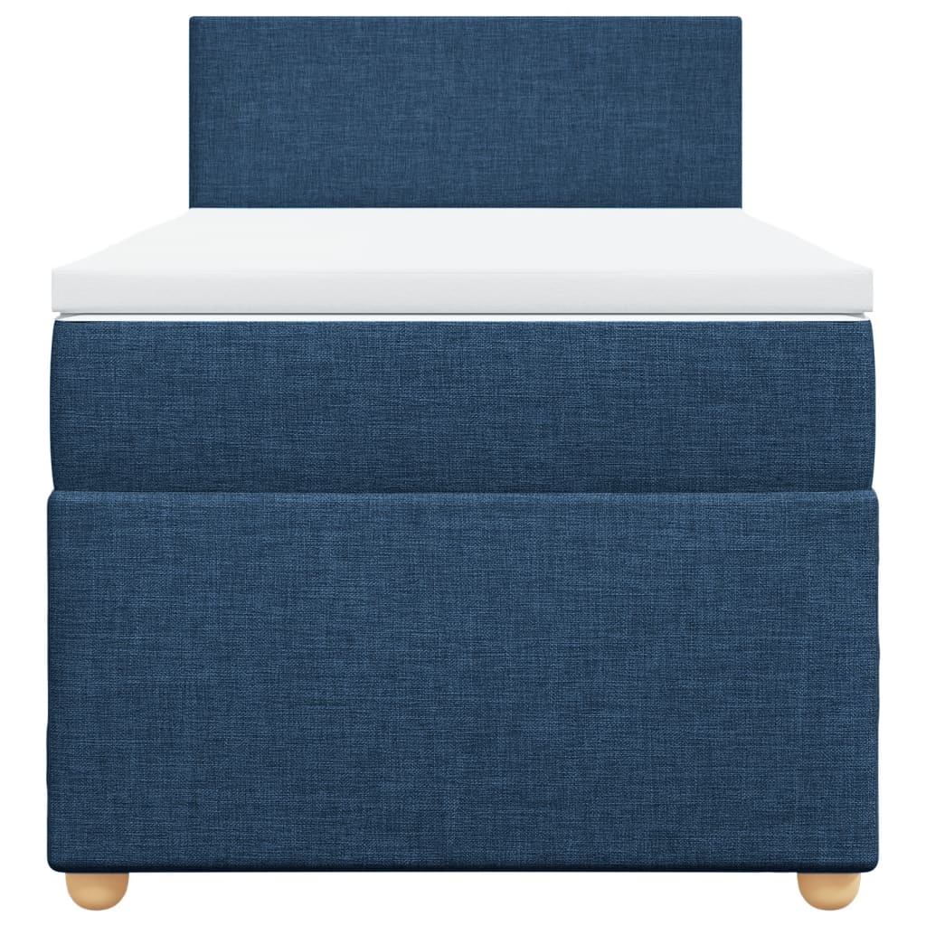Box Spring Postel S Matrací Modrá 100 X 200 Cm Textil