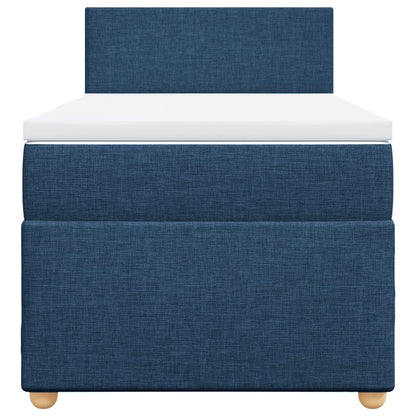 Box Spring Postel S Matrací Modrá 100 X 200 Cm Textil