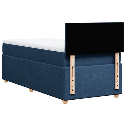 Box Spring Postel S Matrací Modrá 100 X 200 Cm Textil