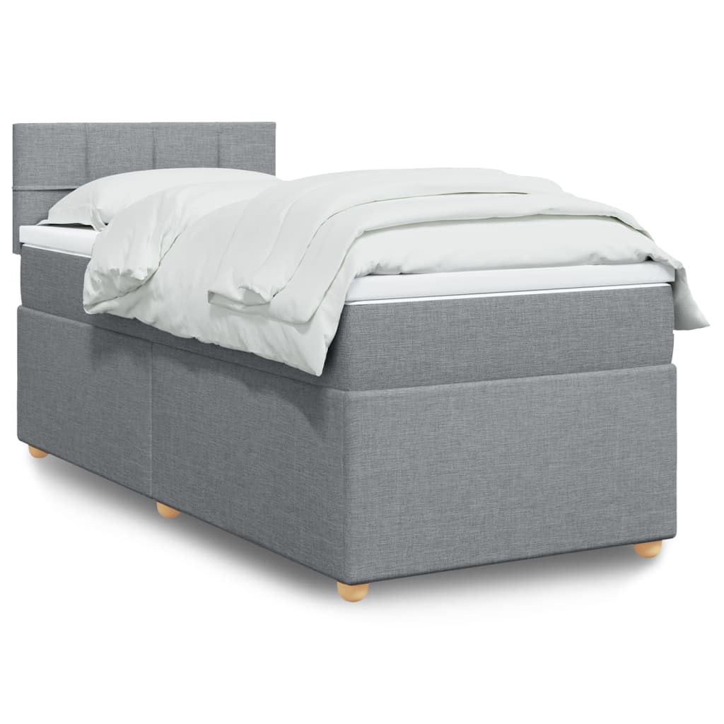 Box Spring Postel S Matrací Textil Světle Šedá