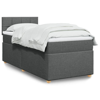 Box Spring Postel S Matrací Textil Tmavě Šedá