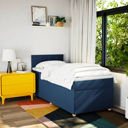 Box Spring Postel S Matrací Modrá 100 X 200 Cm Textil