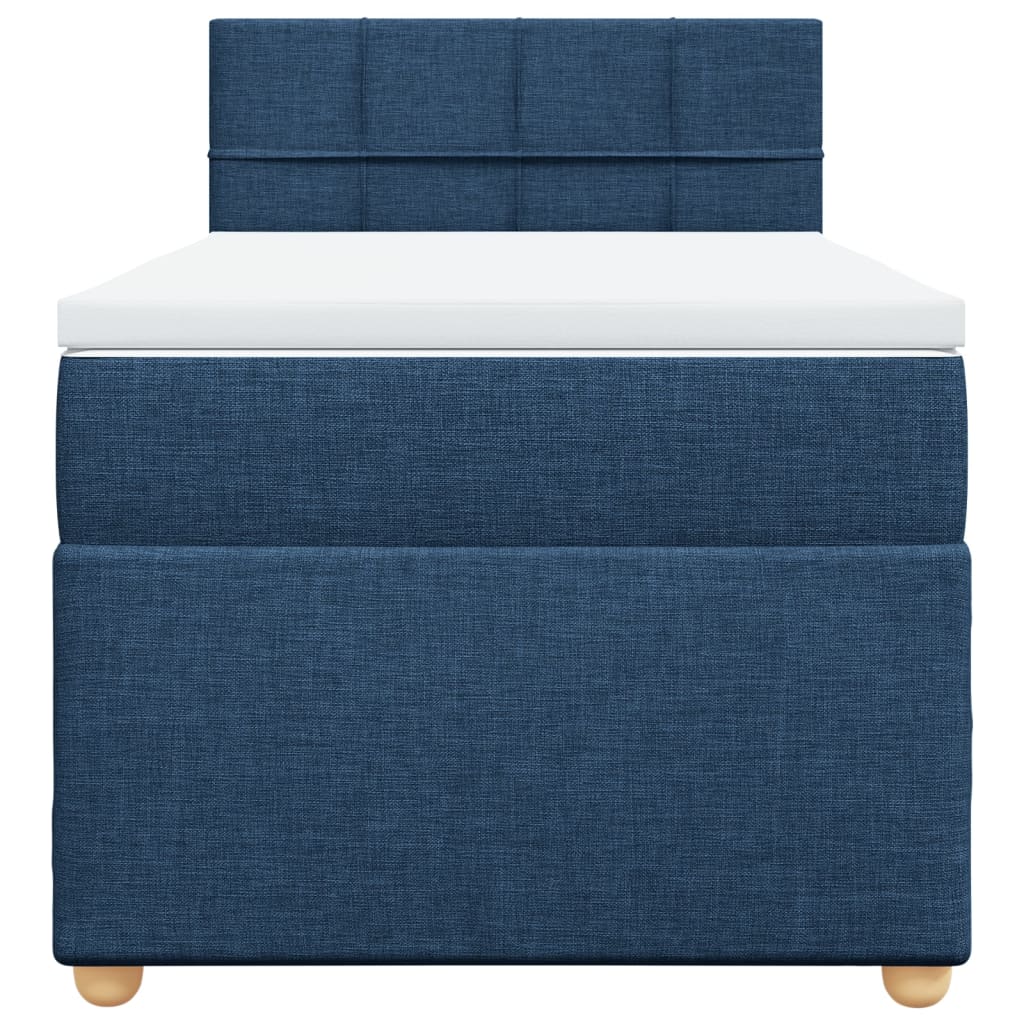 Box Spring Postel S Matrací Modrá 100 X 200 Cm Textil