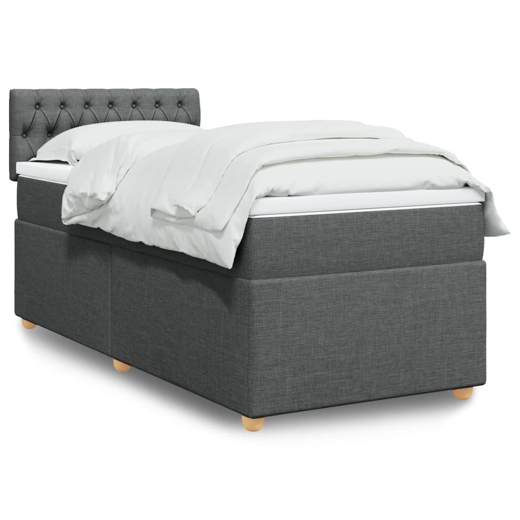 Box Spring Postel S Matrací Textil Tmavě Šedá