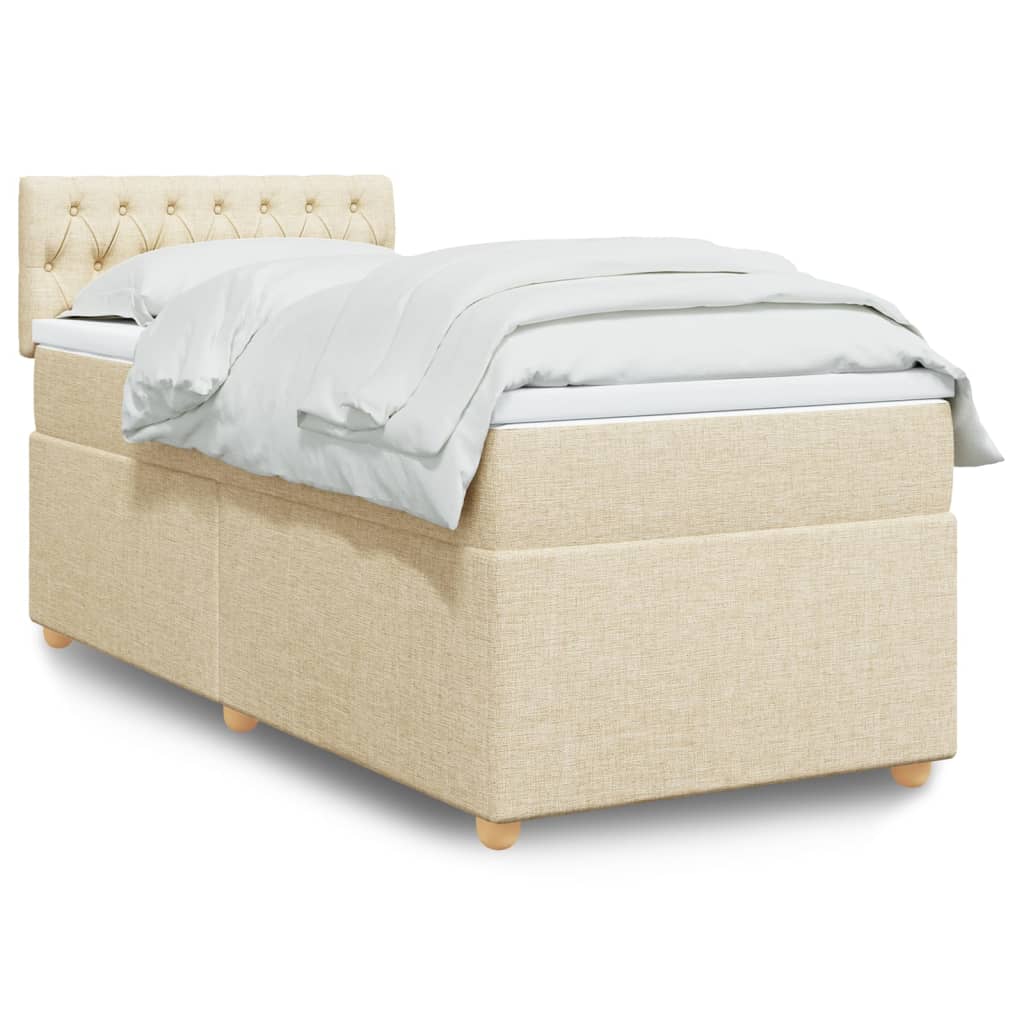 Box Spring Postel S Matrací Textil Krémová
