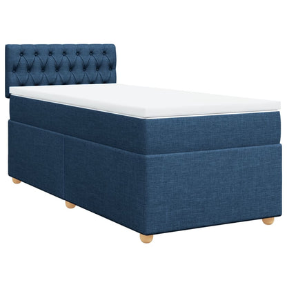 Box Spring Postel S Matrací Modrá 100 X 200 Cm Textil