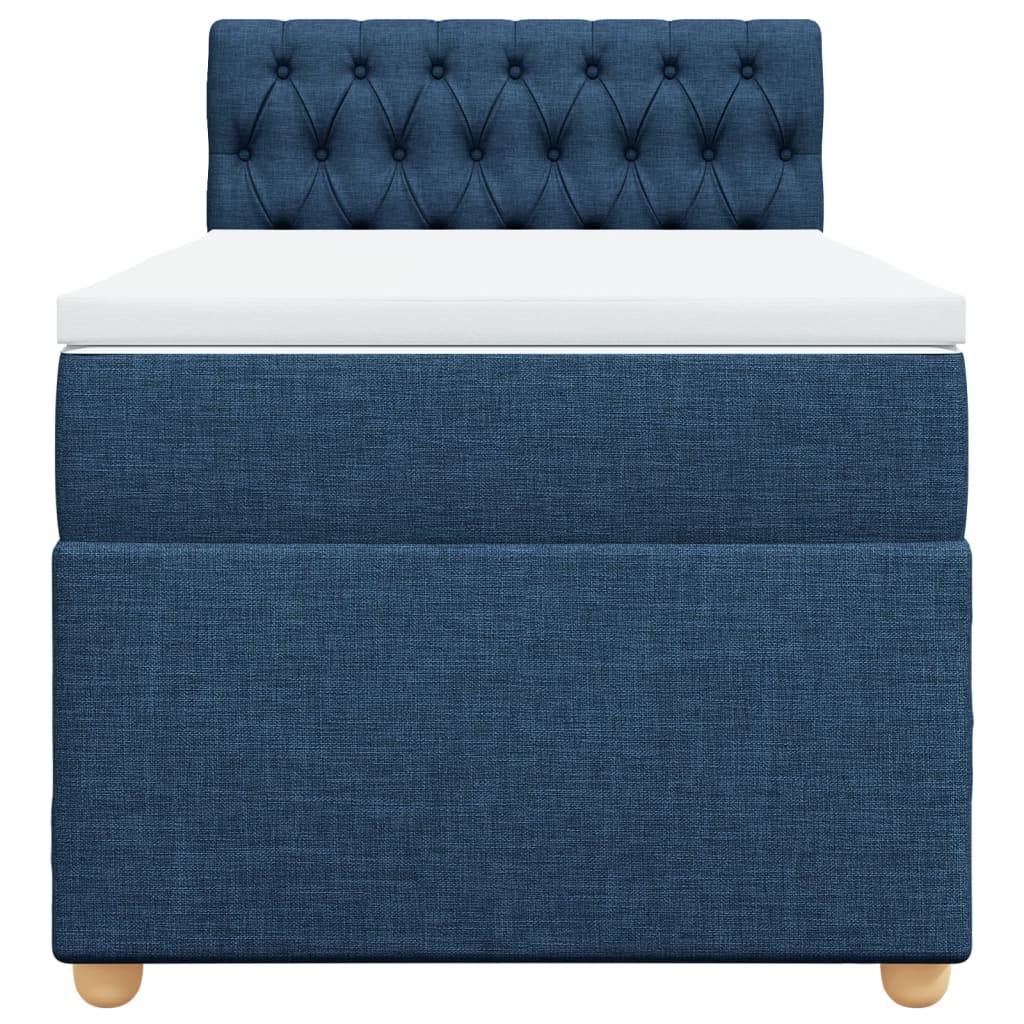 Box Spring Postel S Matrací Modrá 100 X 200 Cm Textil
