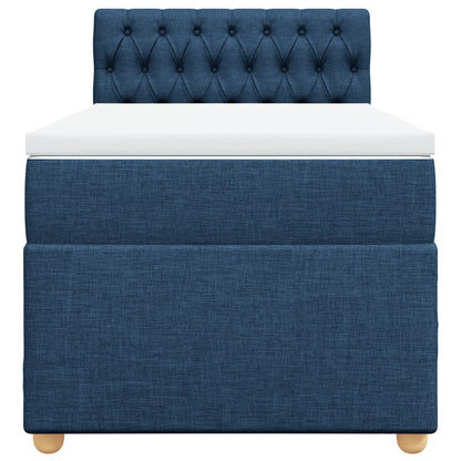 Box Spring Postel S Matrací Modrá 100 X 200 Cm Textil