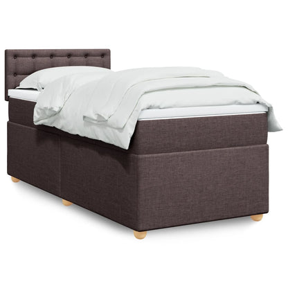 Box Spring Postel S Matrací Textil Tmavě Hnědá