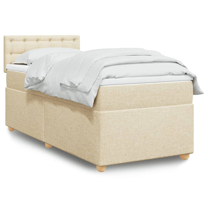 Box Spring Postel S Matrací Textil Krémová