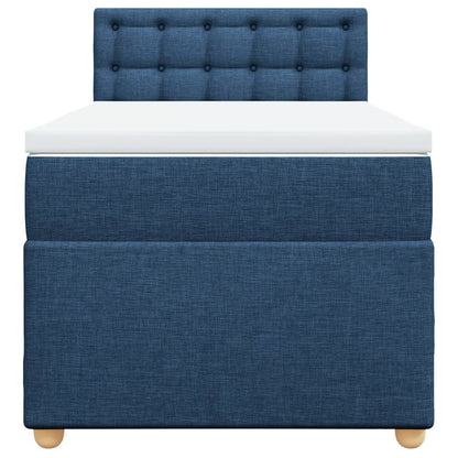 Box Spring Postel S Matrací Modrá 100 X 200 Cm Textil