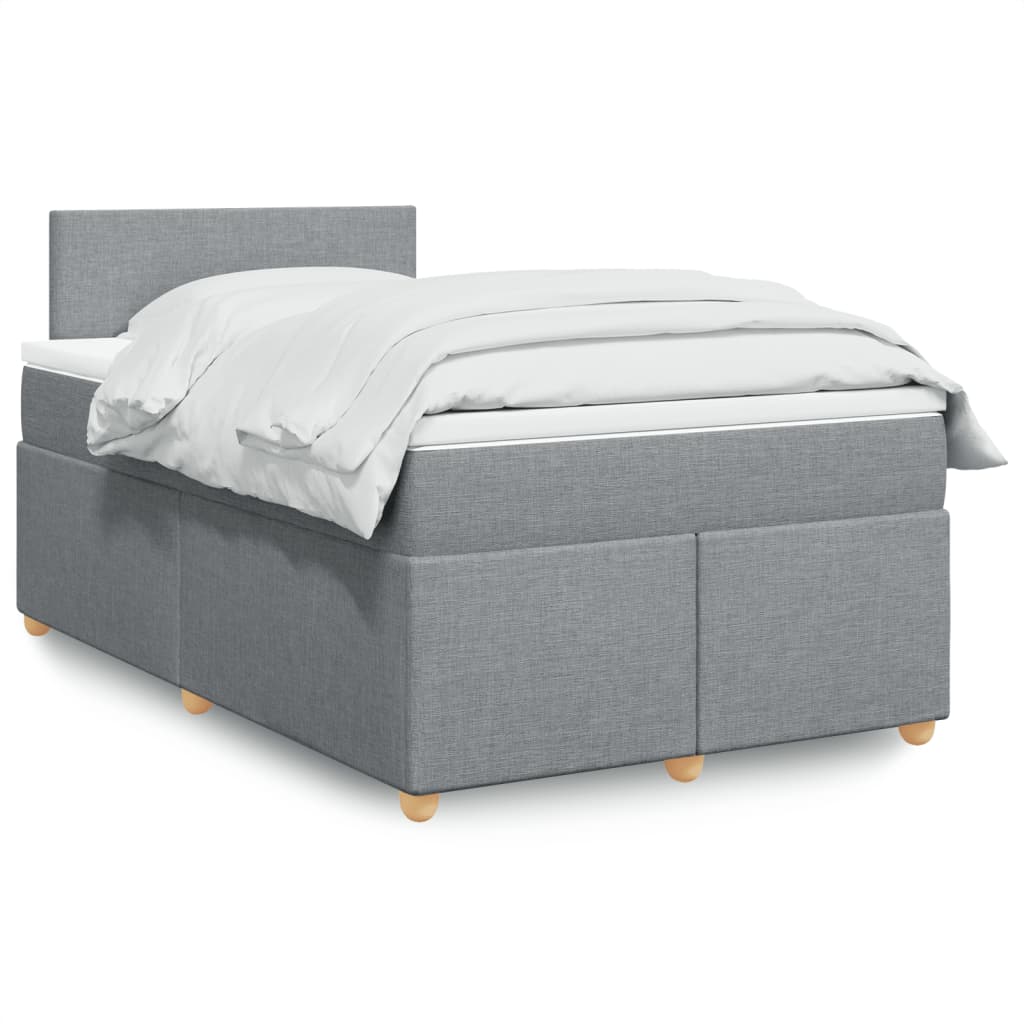 Box Spring Postel S Matrací Textil Světle Šedá