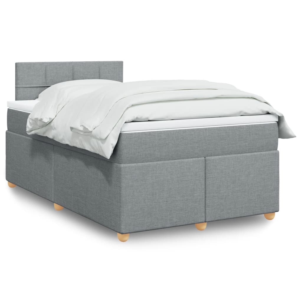 Box Spring Postel S Matrací Textil Světle Šedá
