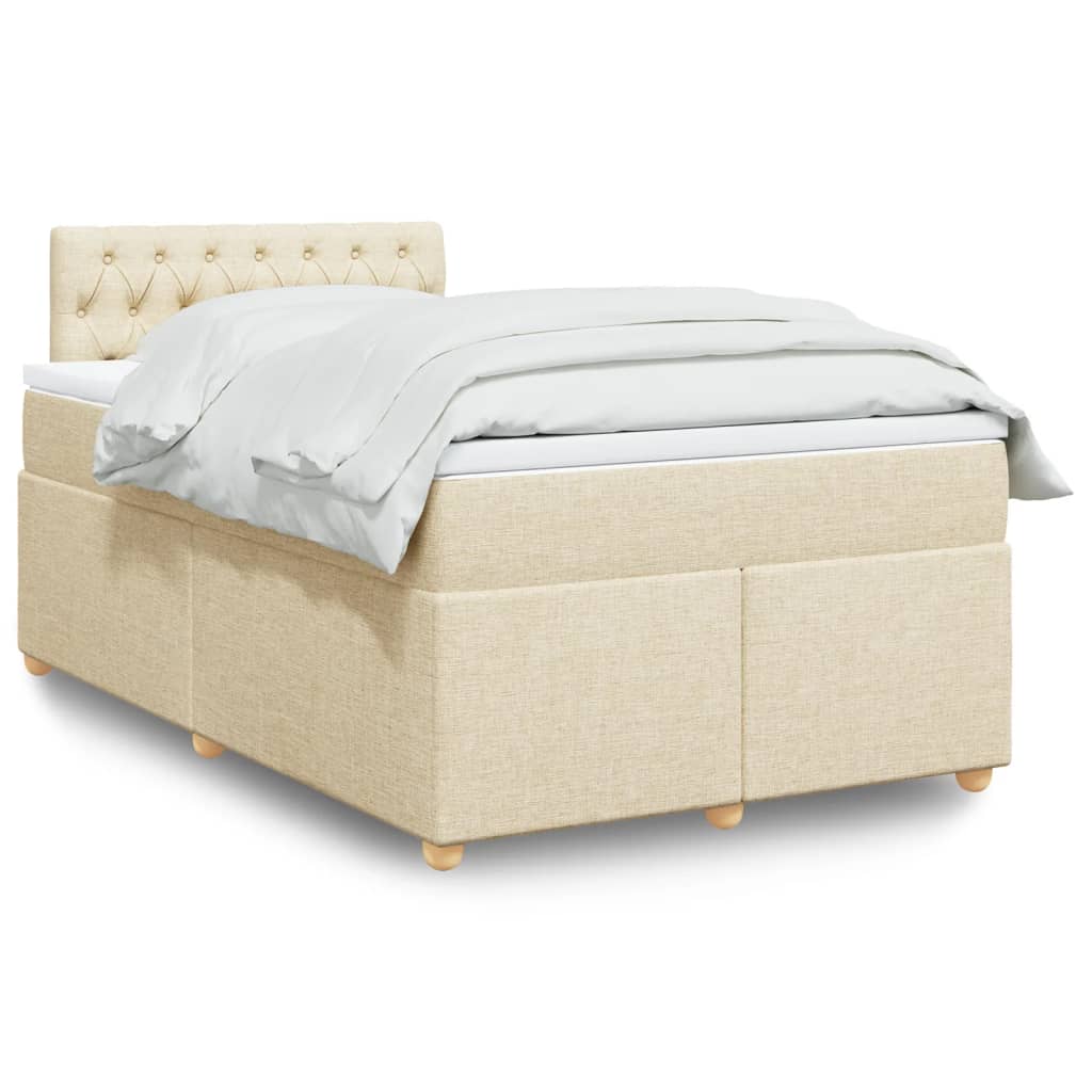 Box Spring Postel S Matrací Textil Krémová
