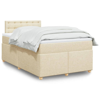 Box Spring Postel S Matrací Textil Krémová