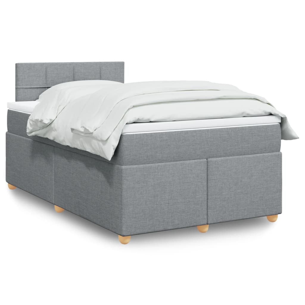 Box Spring Postel S Matrací Textil Světle Šedá
