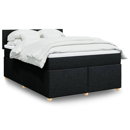 Box Spring Postel S Matrací Černá Textil Černá
