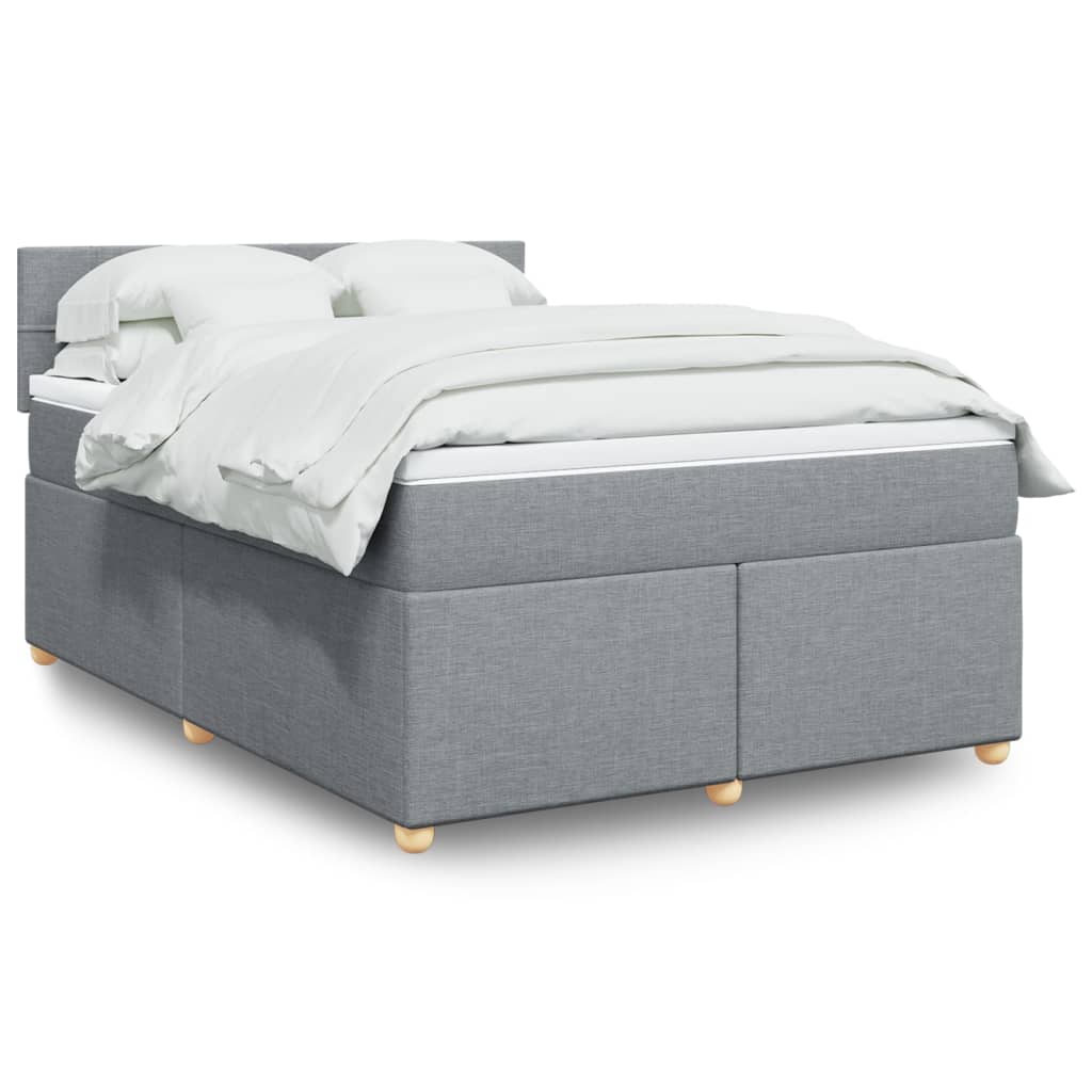 Box Spring Postel S Matrací Textil Světle Šedá