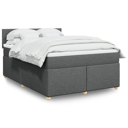 Box Spring Postel S Matrací Textil Tmavě Šedá