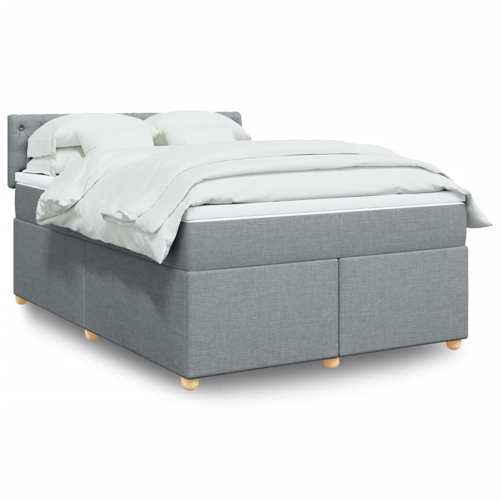 Box Spring Postel S Matrací Textil Světle Šedá